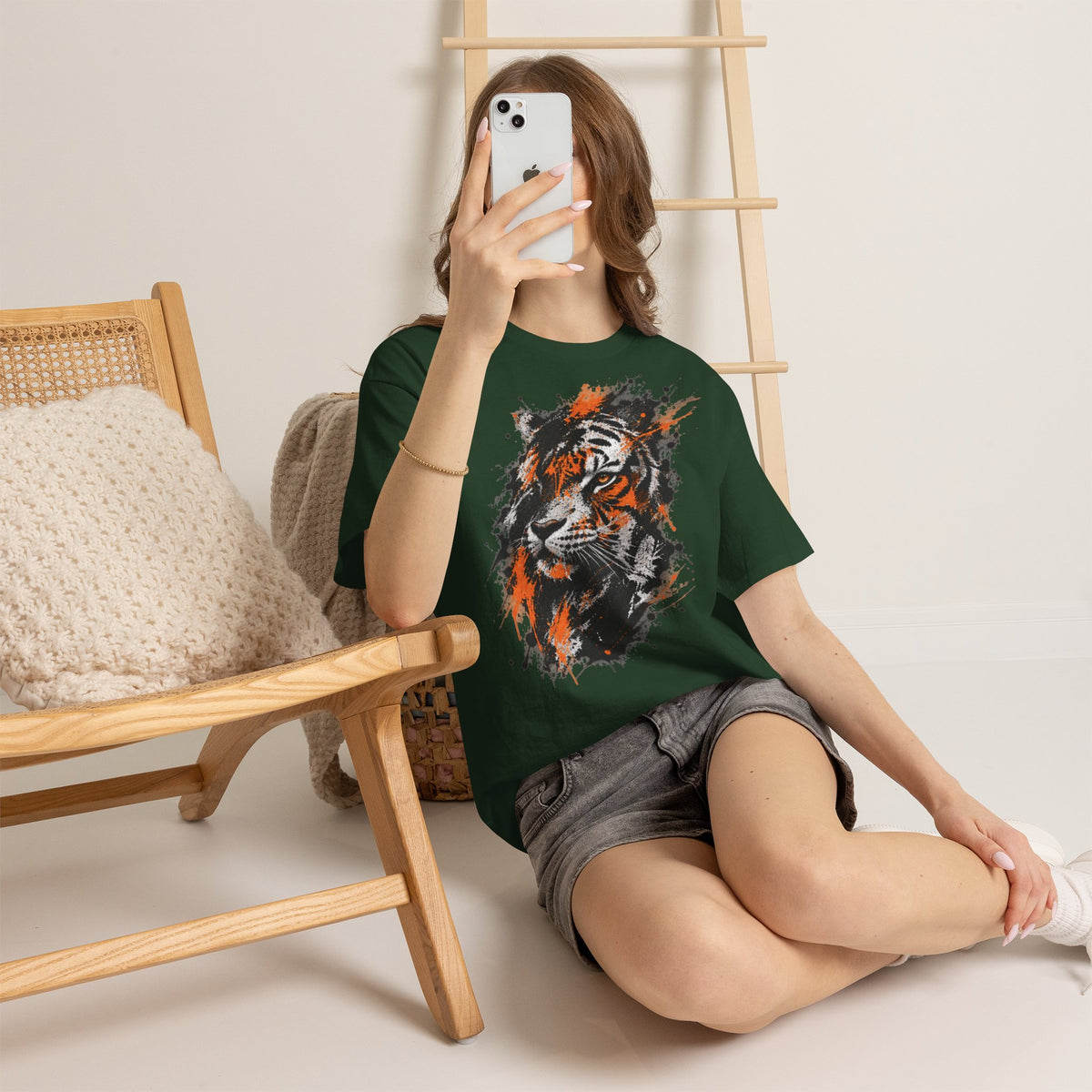 Tiger Portrait Tee — Splash Art Orange & Gray Graphic T-Shirt