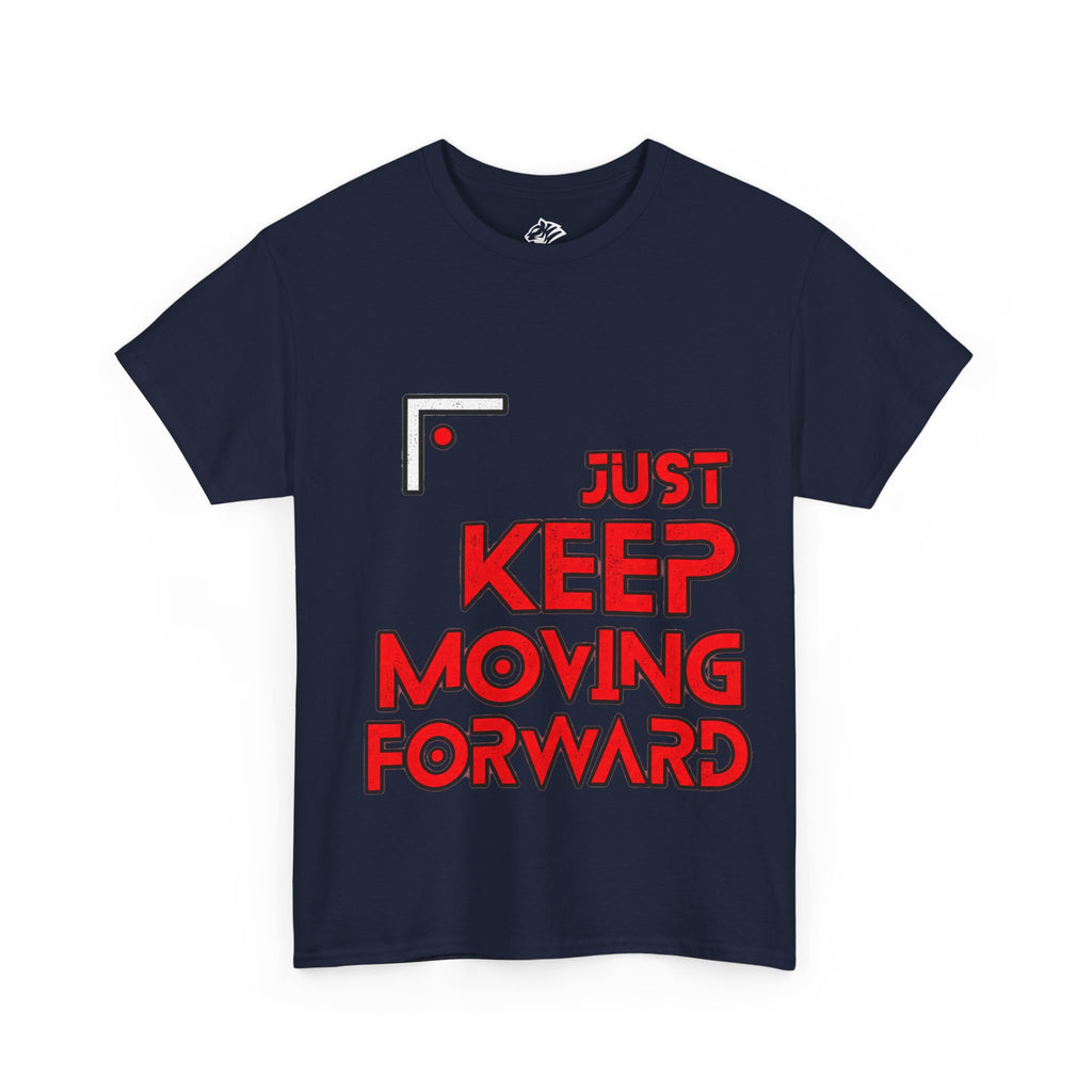 Motivational Tee — "Just Keep Moving Forward" with "Always Make It Happen" Brain Design