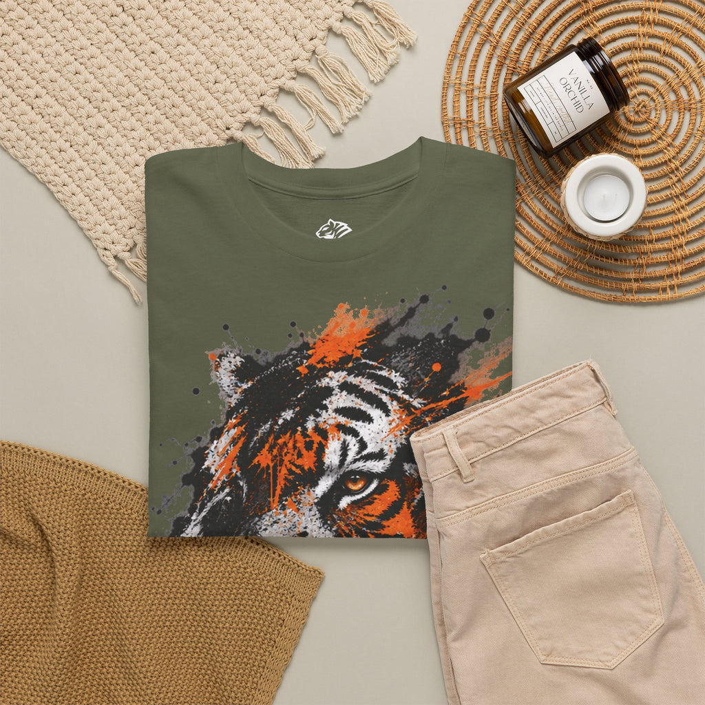 Tiger Portrait Tee — Splash Art Orange & Gray Graphic T-Shirt