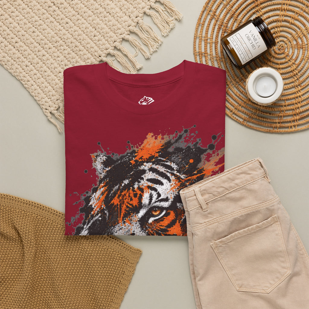 Tiger Portrait Tee — Splash Art Orange & Gray Graphic T-Shirt
