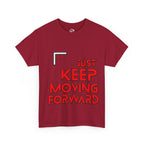 Motivational Tee — "Just Keep Moving Forward" with "Always Make It Happen" Brain Design
