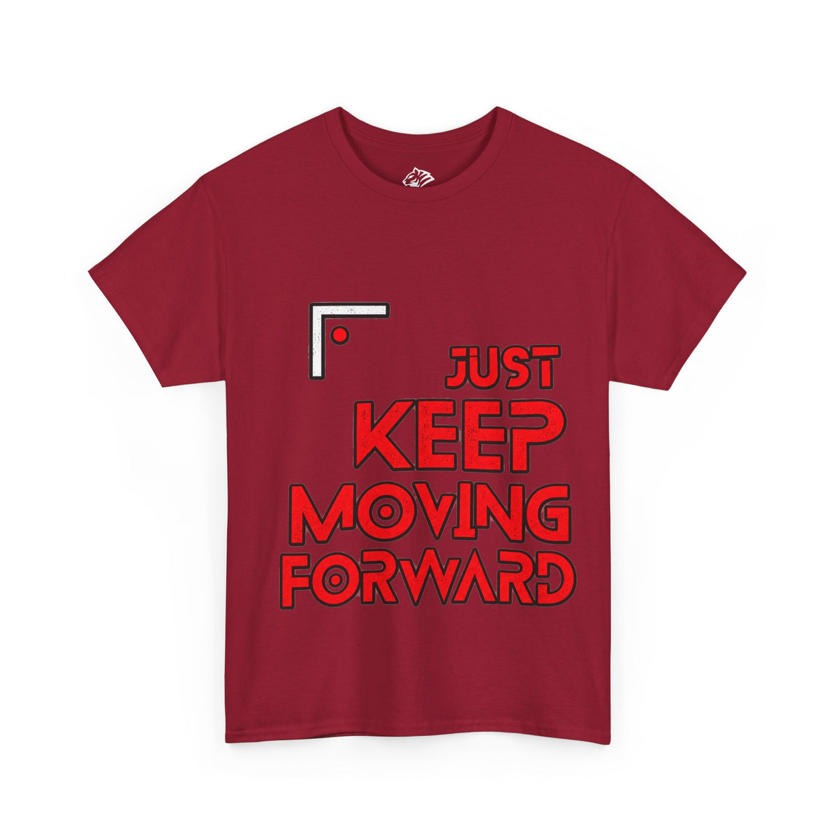 Motivational Tee — "Just Keep Moving Forward" with "Always Make It Happen" Brain Design