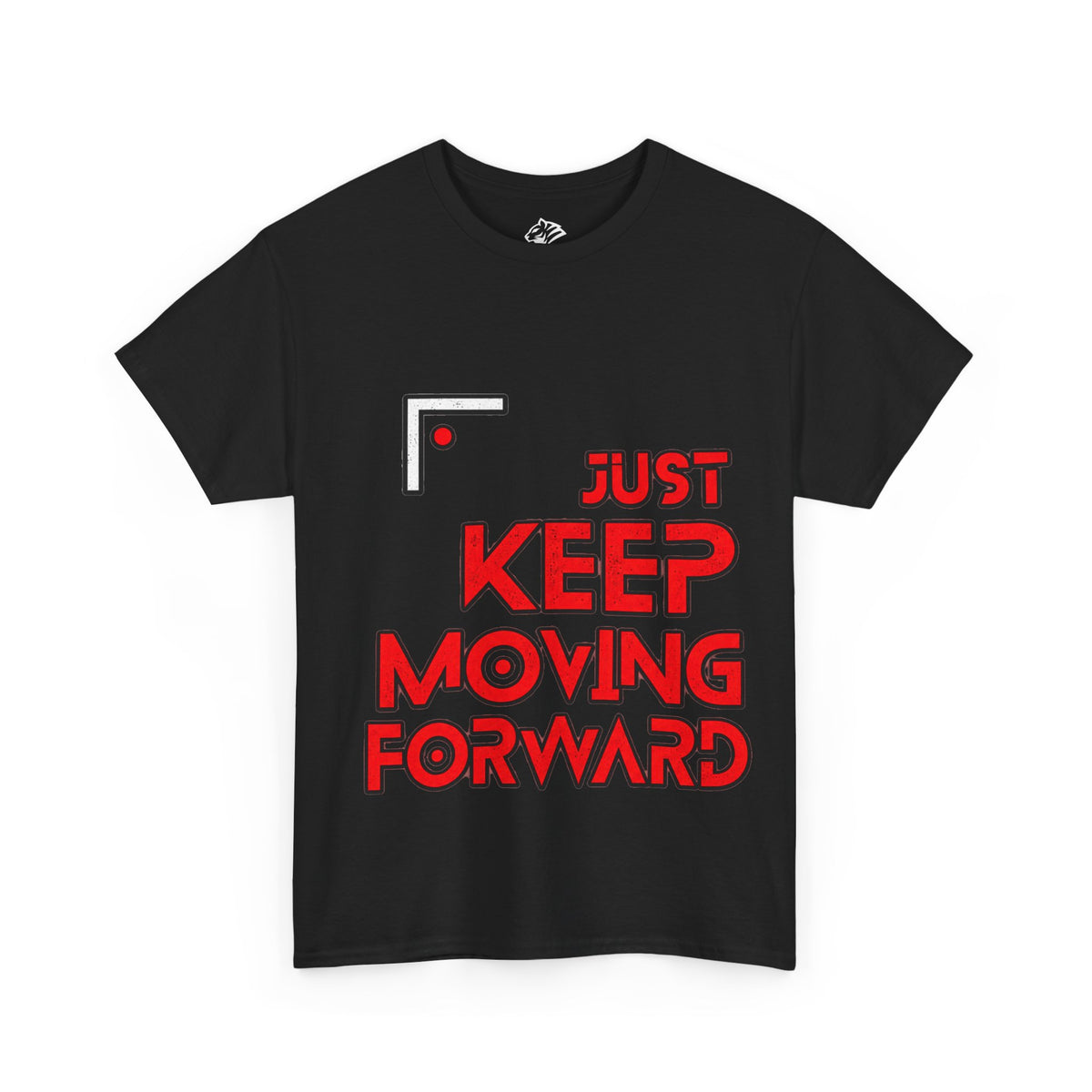 Motivational Tee — "Just Keep Moving Forward" with "Always Make It Happen" Brain Design
