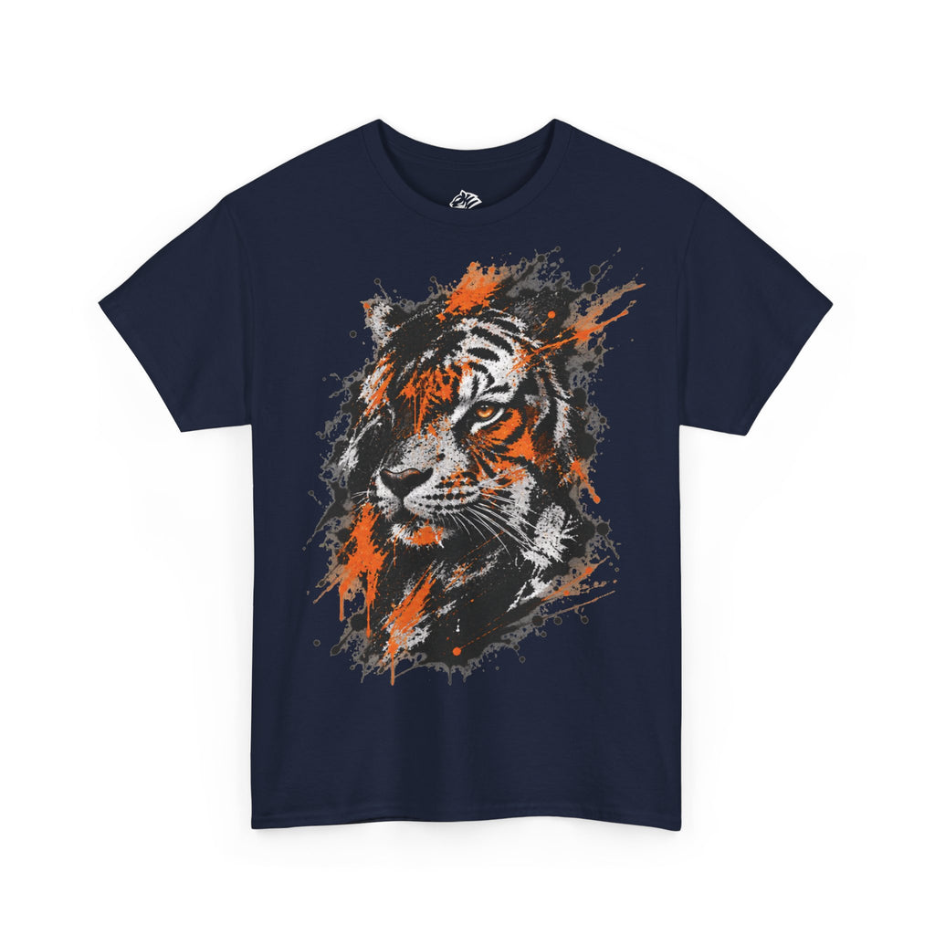 Tiger Portrait Tee — Splash Art Orange & Gray Graphic T-Shirt