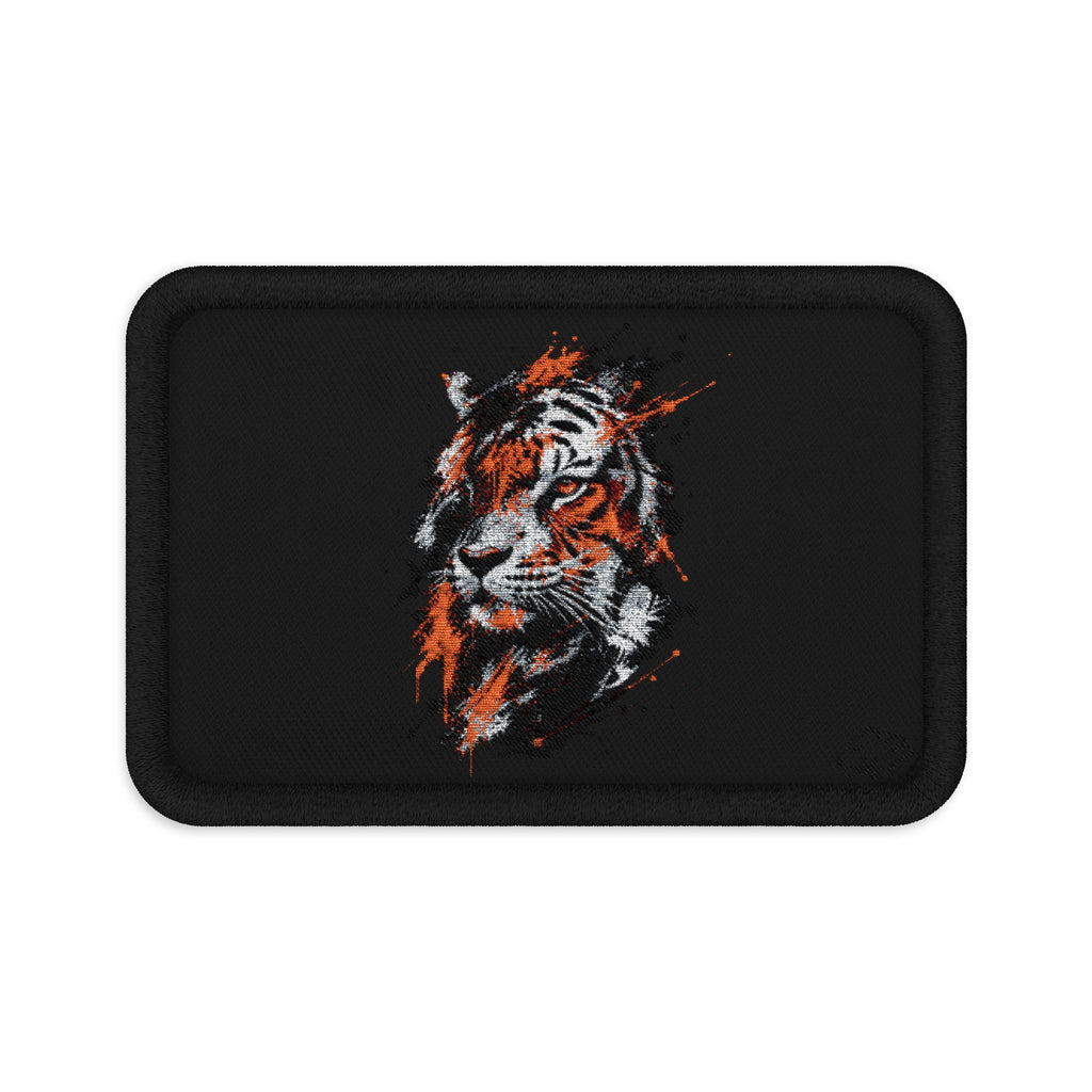Tiger Head Embroidered Patch — Abstract Orange & Black Tiger Patch for Jackets, Backpacks, Hats