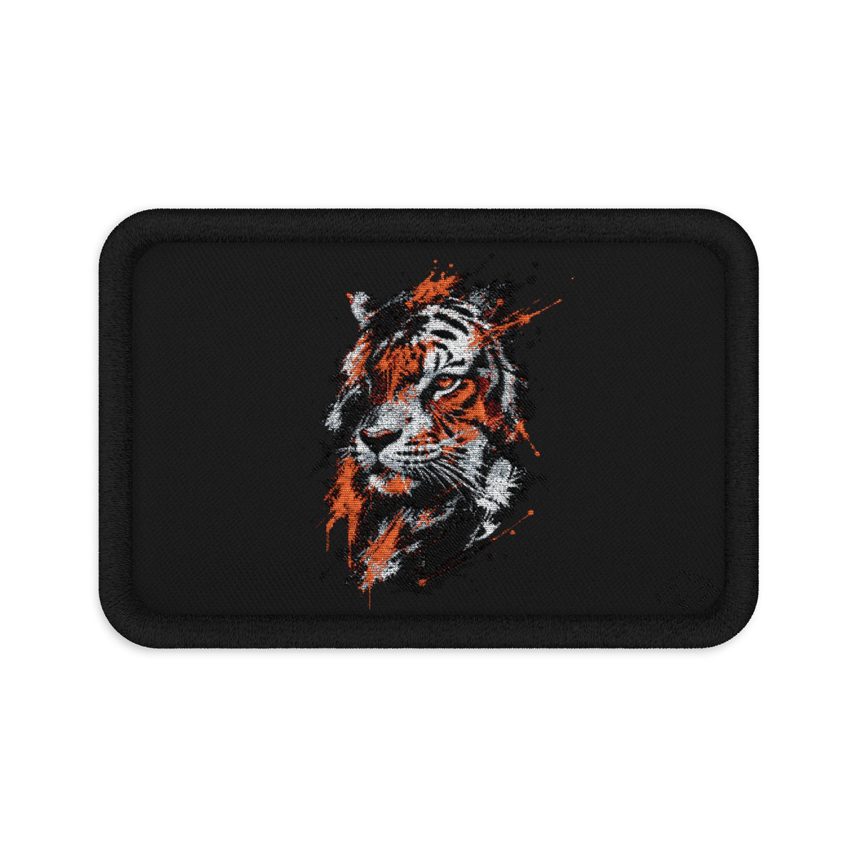 Tiger Head Embroidered Patch — Abstract Orange & Black Tiger Patch for Jackets, Backpacks, Hats
