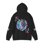 Digital Phantom tiger circle artwork Hoodie | Neon glitch cyberwolf design