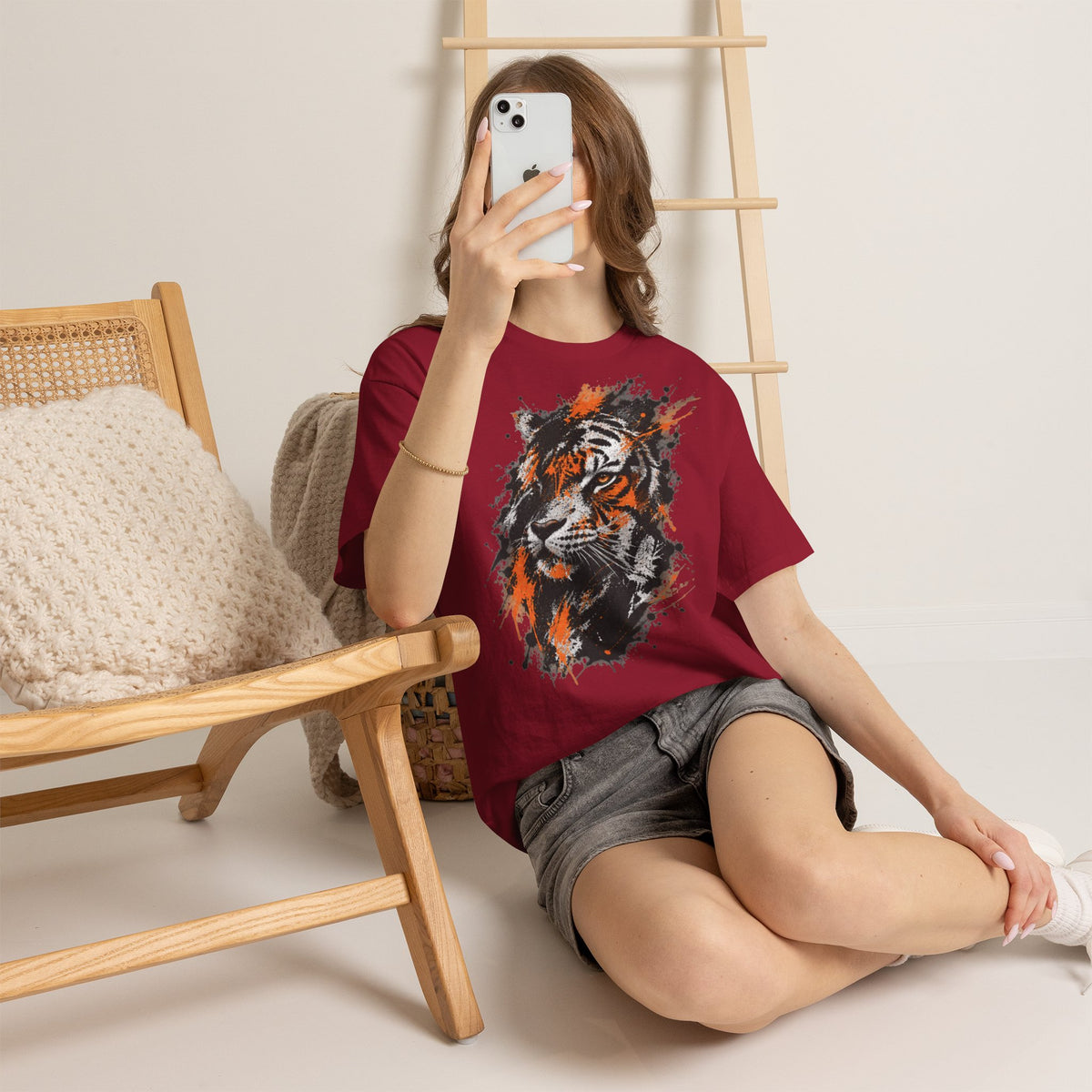 Tiger Portrait Tee — Splash Art Orange & Gray Graphic T-Shirt