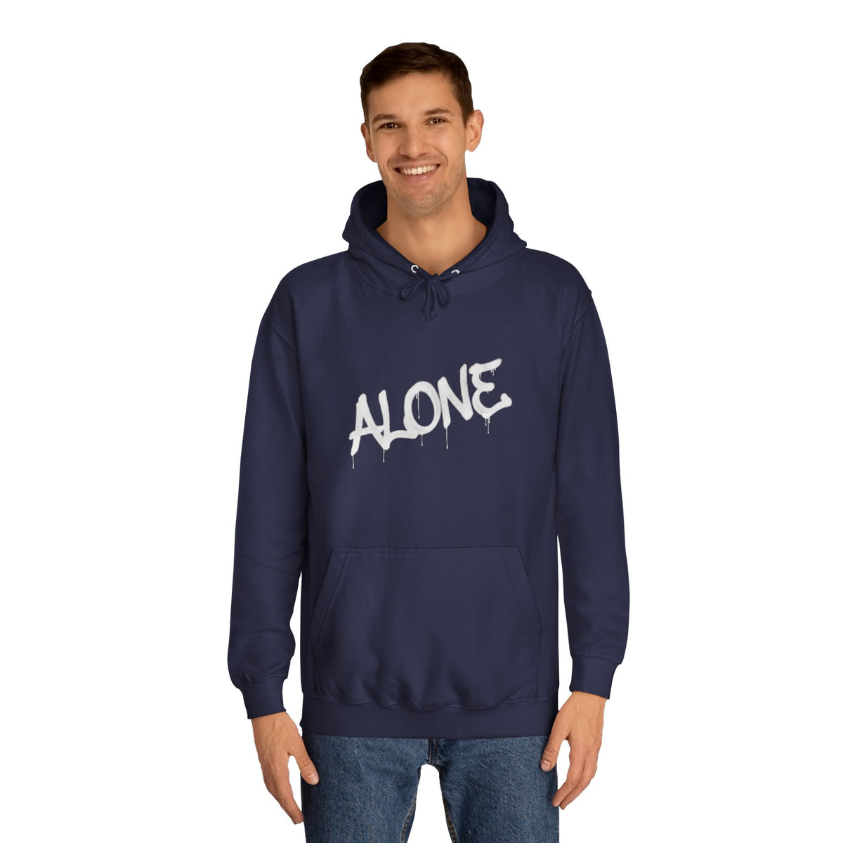 Alone graffiti front, Digital Phantom skull back Hoodie | cyberpunk tech streetwear