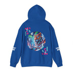 Digital Phantom tiger circle artwork Hoodie | Neon glitch cyberwolf design