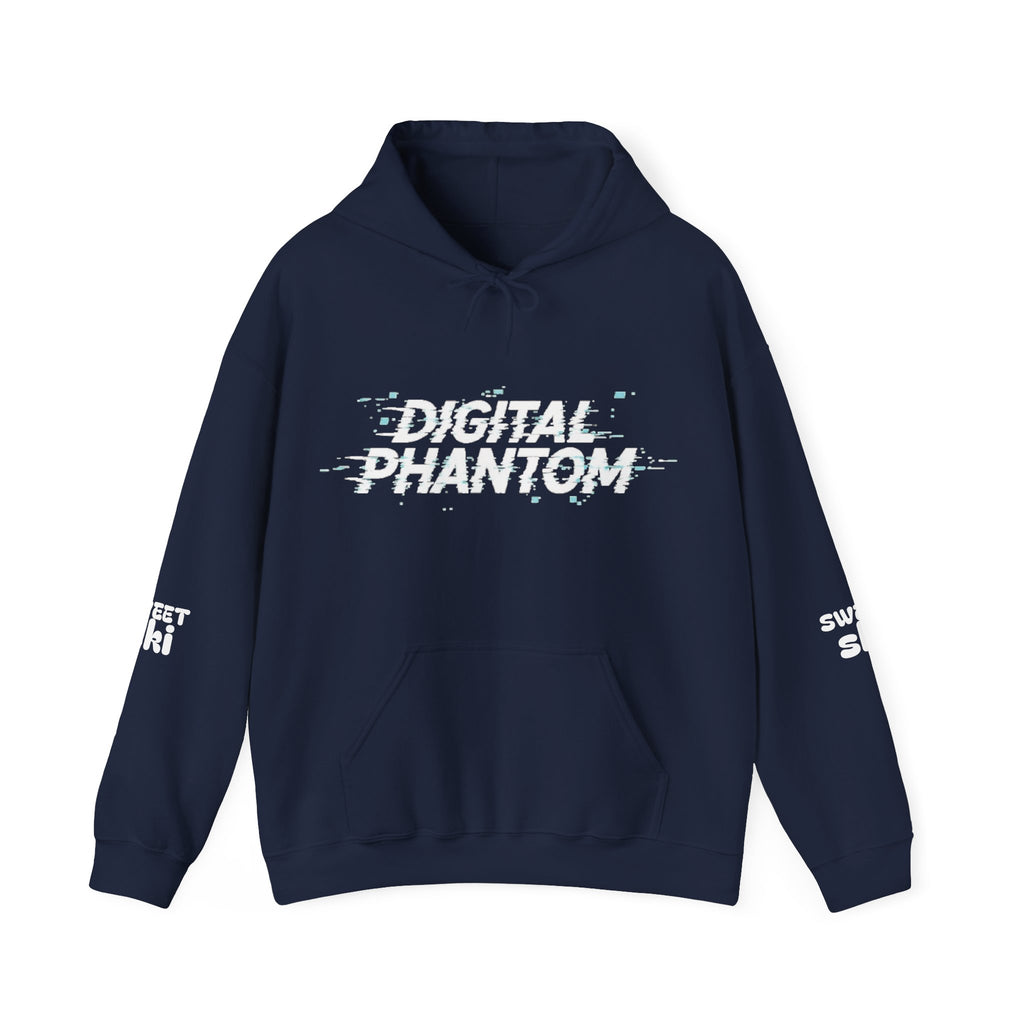 Digital Phantom tiger circle artwork Hoodie | Neon glitch cyberwolf design