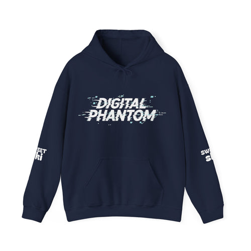 Digital Phantom tiger circle artwork Hoodie | Neon glitch cyberwolf design
