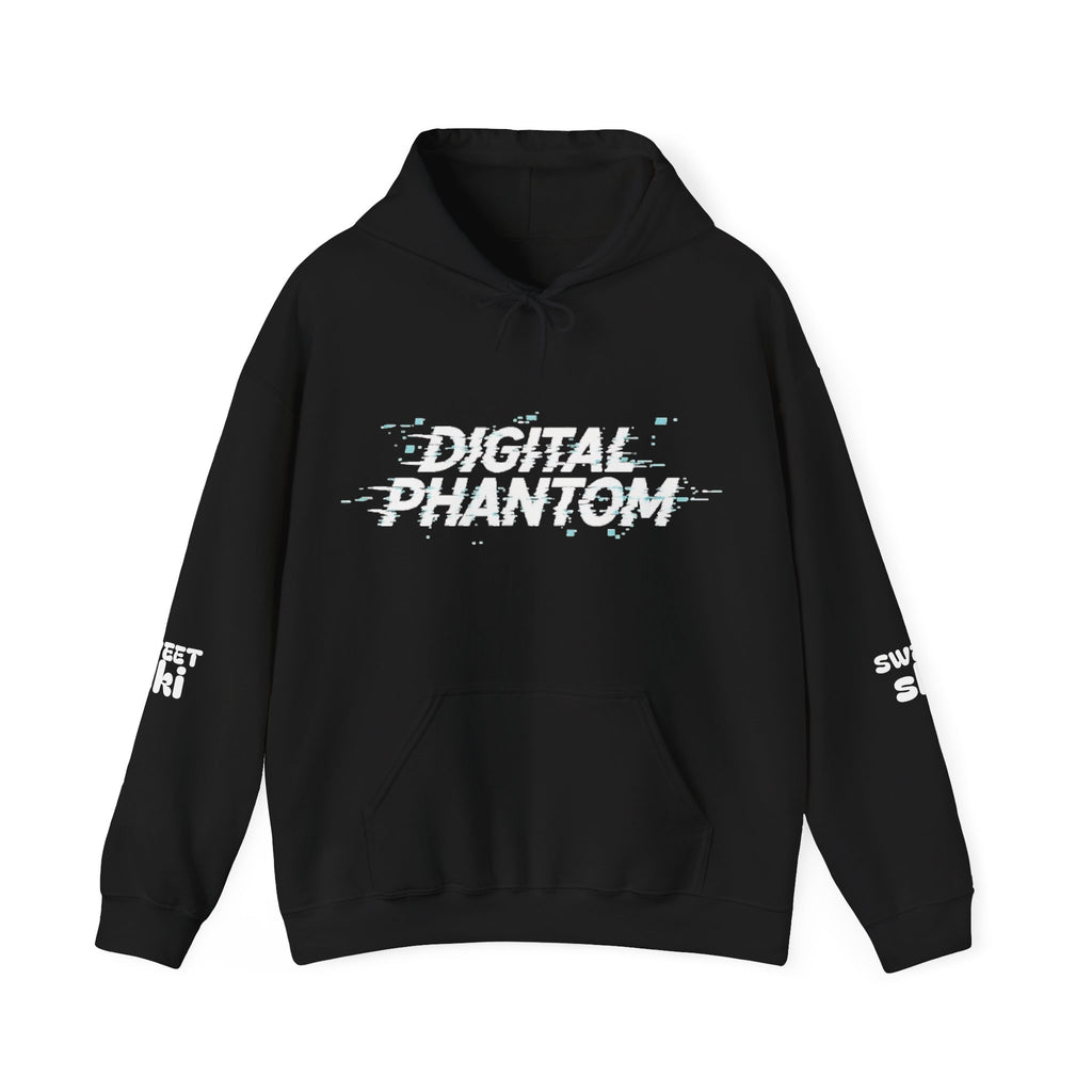 Digital Phantom tiger circle artwork Hoodie | Neon glitch cyberwolf design