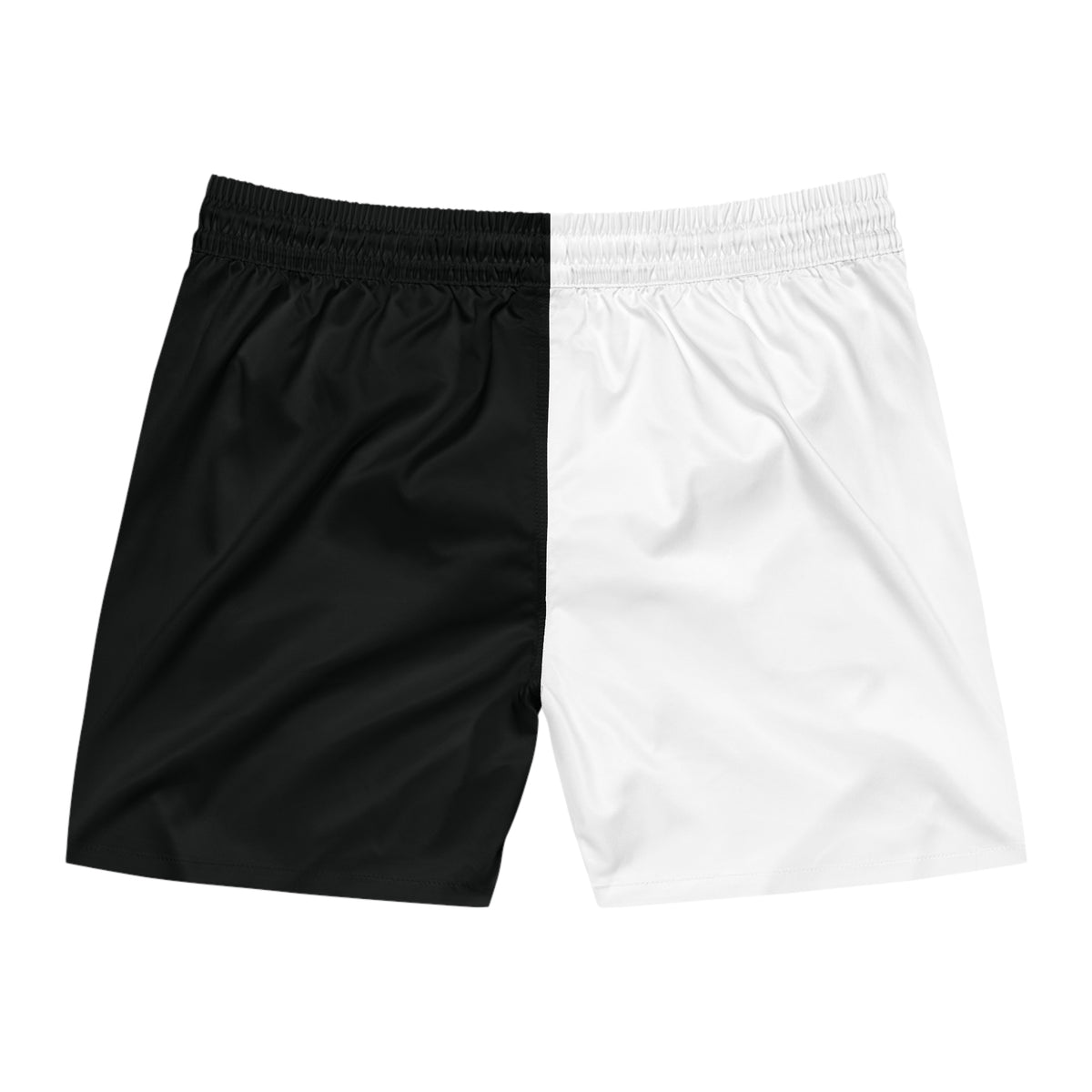 Half‑and‑Half Black & White Swim Shorts — Men's Mid‑Length Beach Trunks