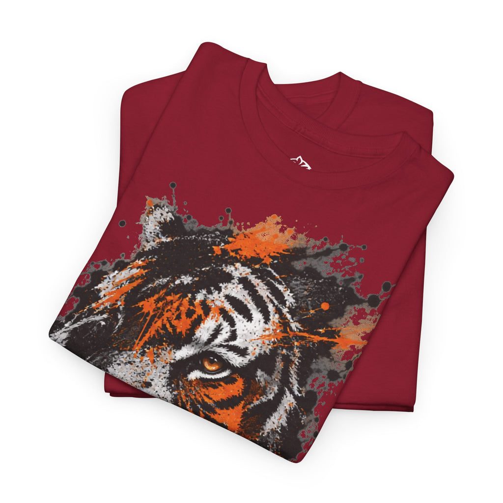Tiger Portrait Tee — Splash Art Orange & Gray Graphic T-Shirt
