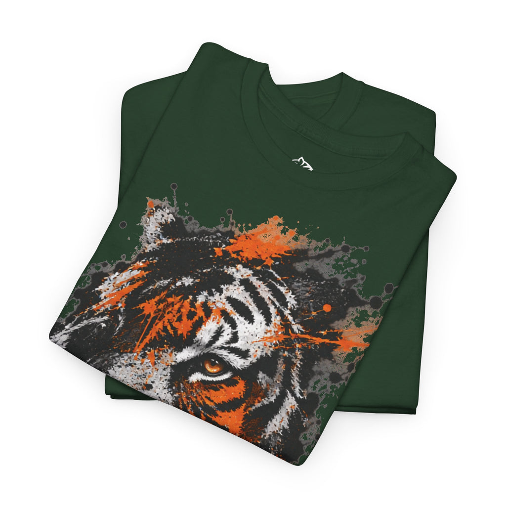 Tiger Portrait Tee — Splash Art Orange & Gray Graphic T-Shirt