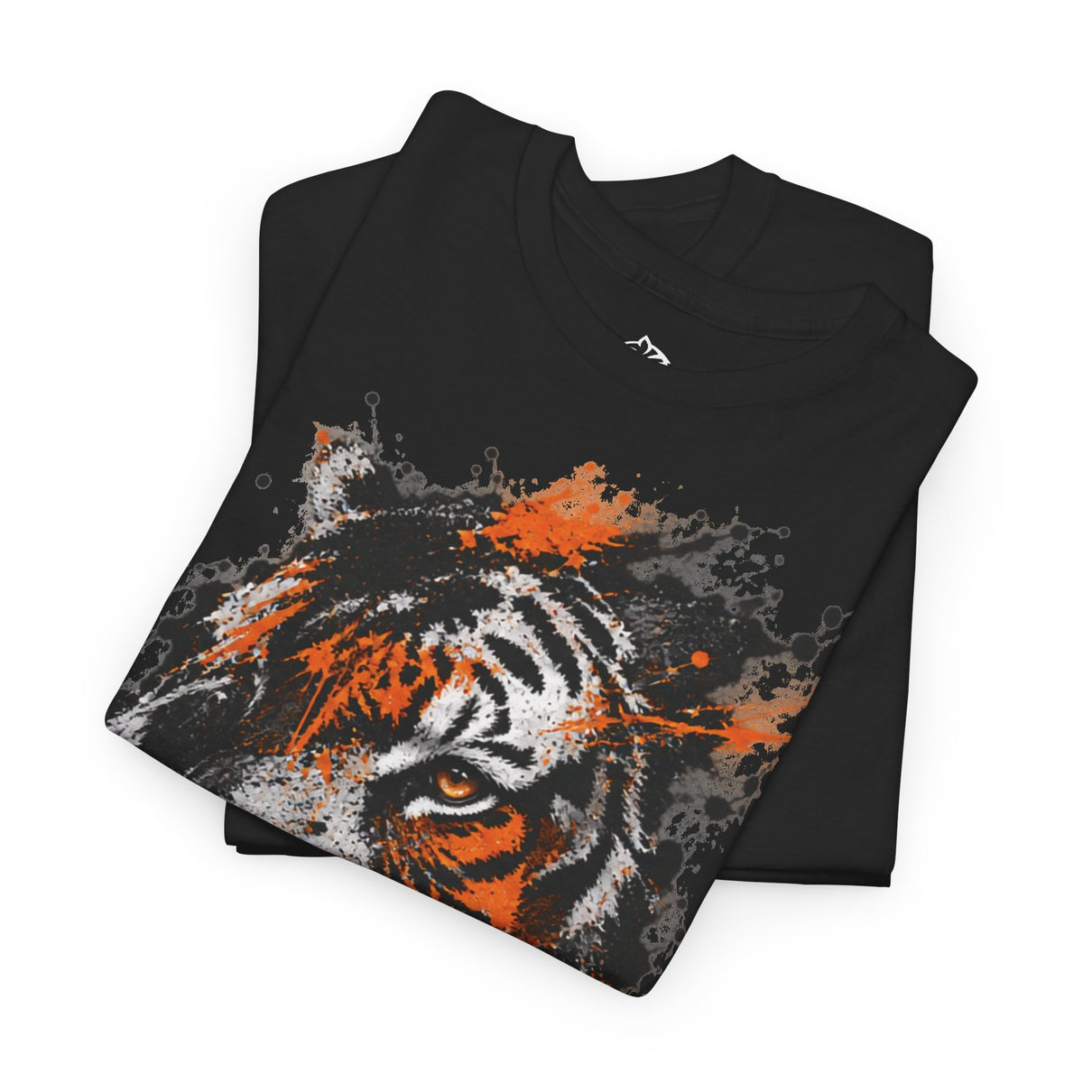 Tiger Portrait Tee — Splash Art Orange & Gray Graphic T-Shirt
