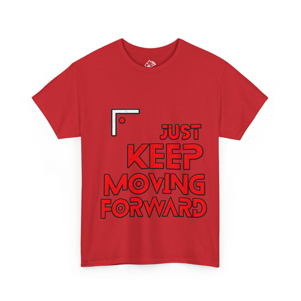 Motivational Tee — "Just Keep Moving Forward" with "Always Make It Happen" Brain Design