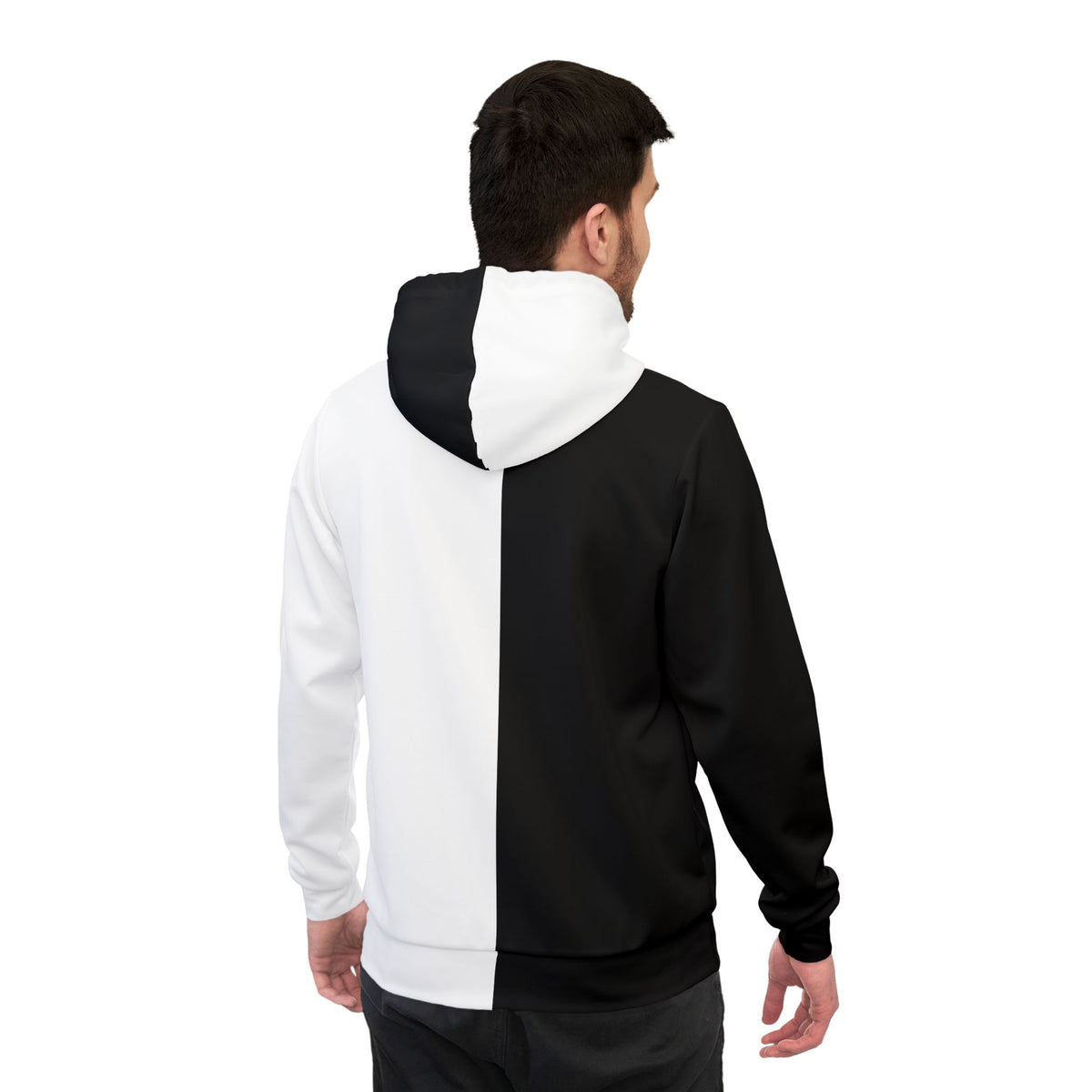 Two-Tone Split Black & White Athletic Hoodie