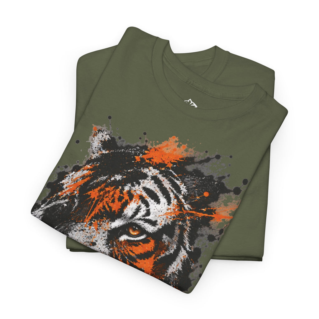 Tiger Portrait Tee — Splash Art Orange & Gray Graphic T-Shirt