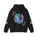 Digital Phantom tiger circle artwork Hoodie | Neon glitch cyberwolf design