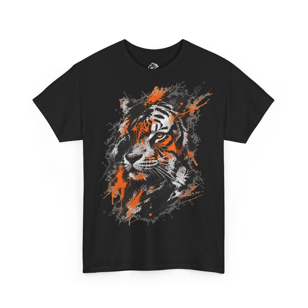 Tiger Portrait Tee — Splash Art Orange & Gray Graphic T-Shirt