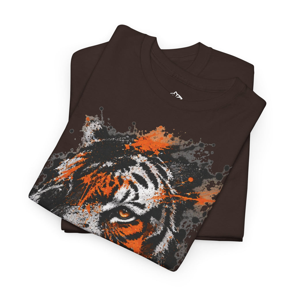 Tiger Portrait Tee — Splash Art Orange & Gray Graphic T-Shirt