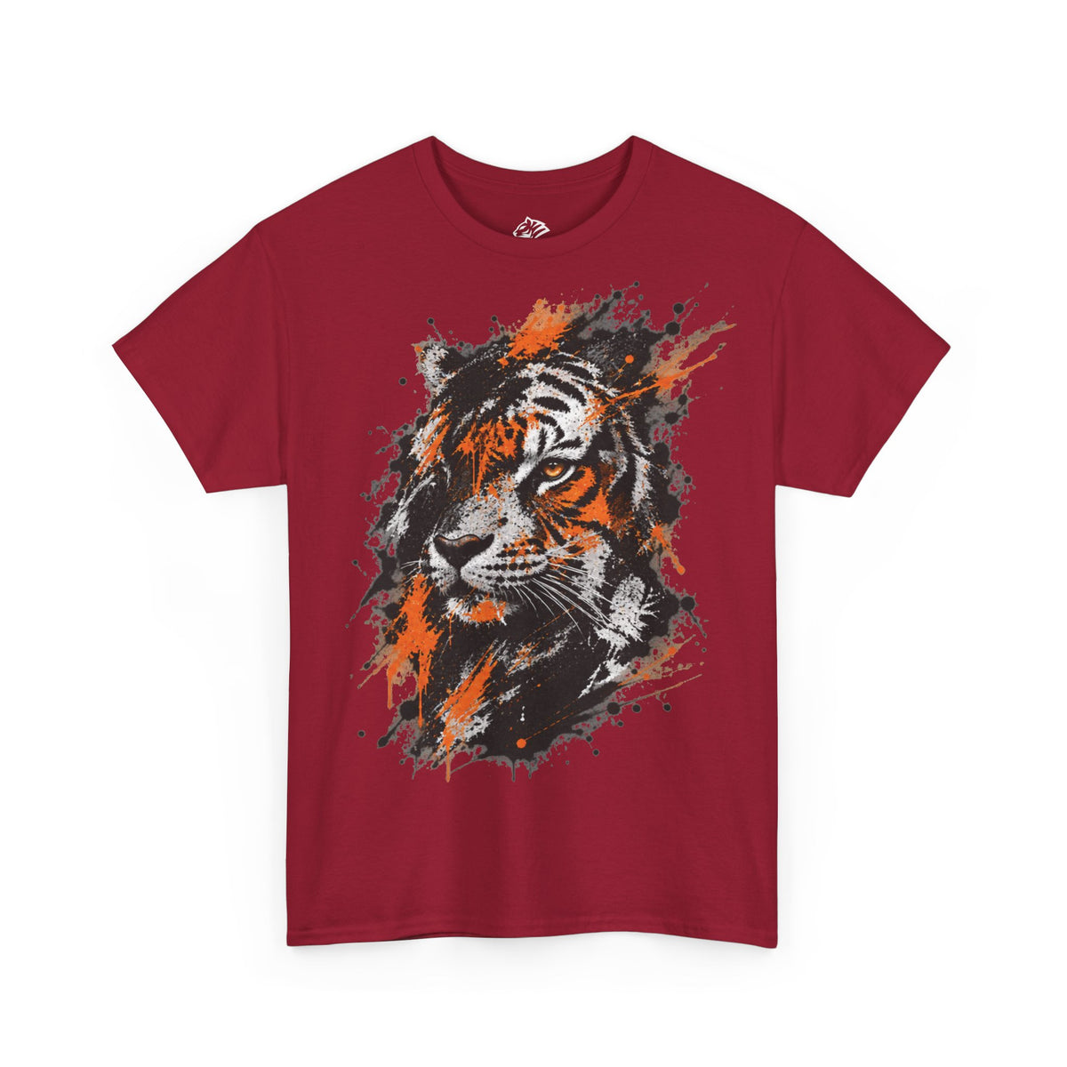 Tiger Portrait Tee — Splash Art Orange & Gray Graphic T-Shirt
