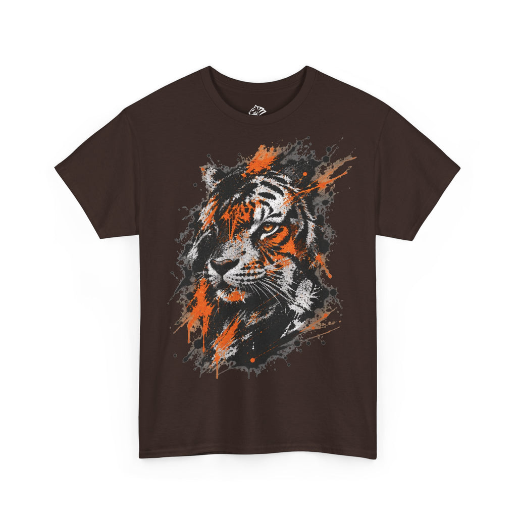 Tiger Portrait Tee — Splash Art Orange & Gray Graphic T-Shirt