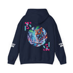 Digital Phantom tiger circle artwork Hoodie | Neon glitch cyberwolf design