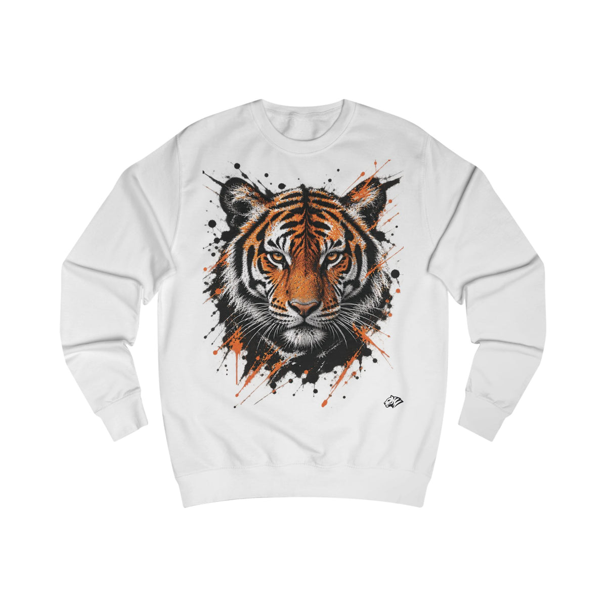 Tiger Portrait Sweatshirt – Watercolor Splash Tiger Face Graphic Crewneck