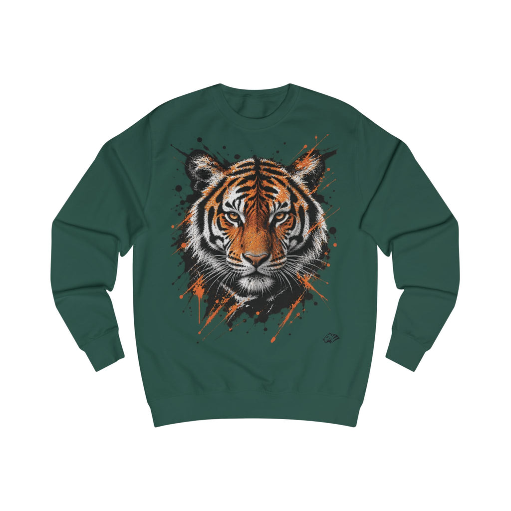 Tiger Portrait Sweatshirt – Watercolor Splash Tiger Face Graphic Crewneck