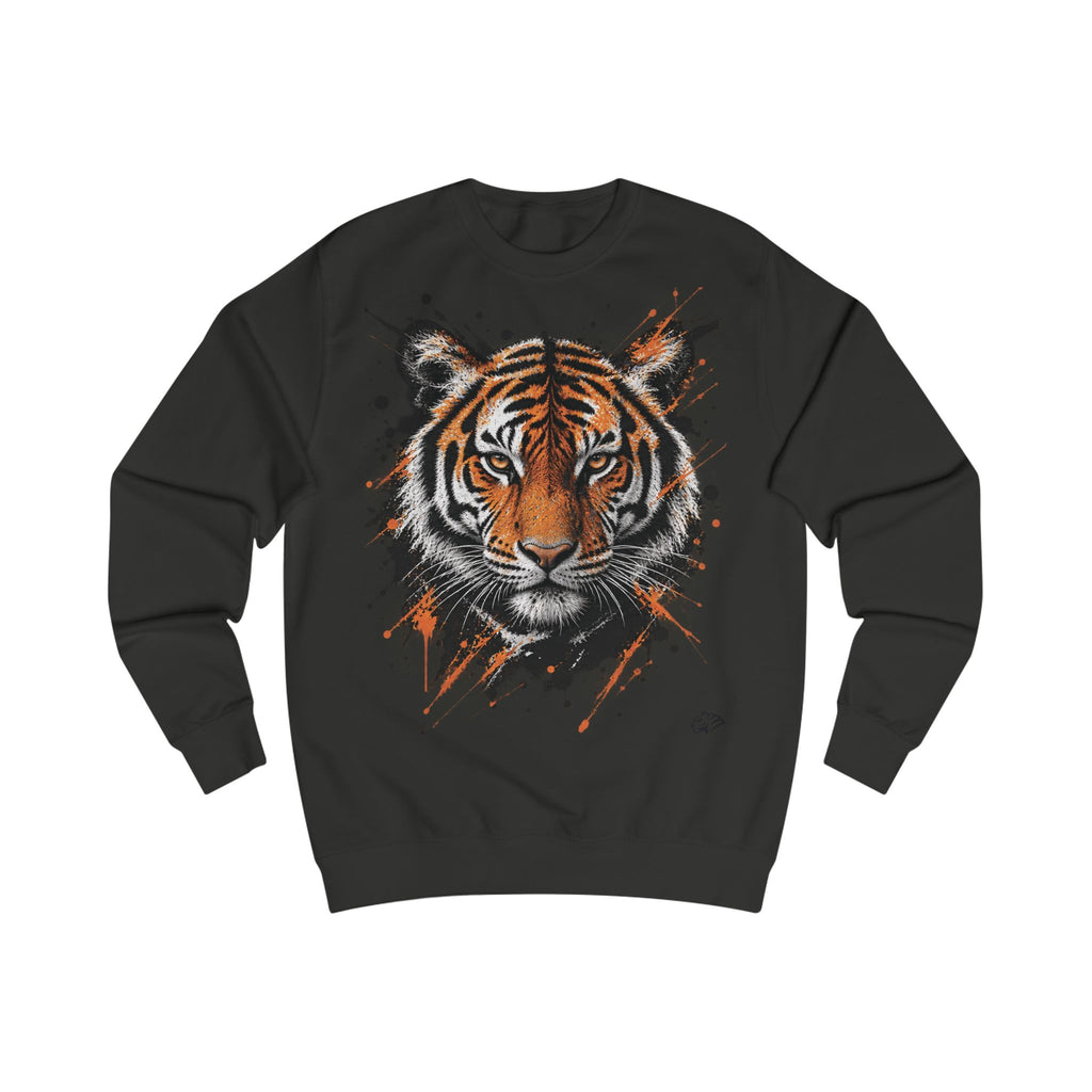 Tiger Portrait Sweatshirt – Watercolor Splash Tiger Face Graphic Crewneck