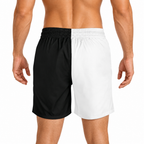 Short de bain noir et blanc porté, vue de dos sans logo