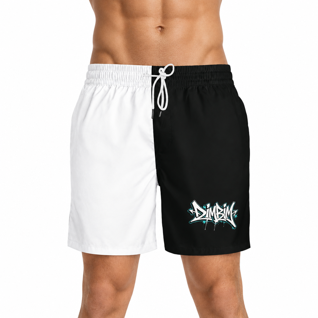 Short de bain DIMBIM noir et blanc porté, vue de face